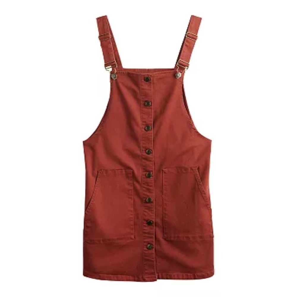 SO Womens/Juniors Button-Front Pinafore Dress/Rust/NWT